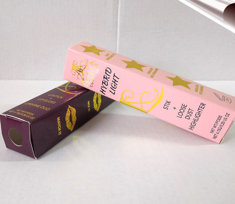 Kotak Kertas Kosmetik Hot Stamping CMYK, Kemasan Kotak Lipstik Lipat