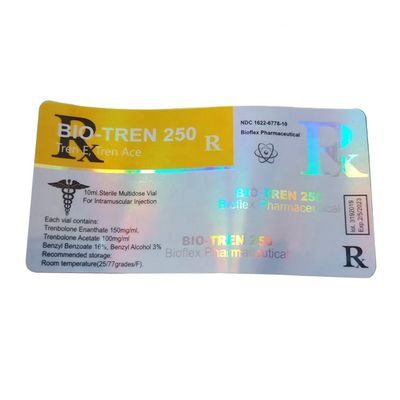 Self Adhesive Silver Glossy Laminated 10ml Vial Labels Lebar 30mm