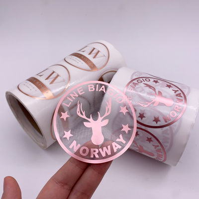 OEM Anti Ultraviolet Transparan PVC Vinyl Sticker Dengan Rose Gold Foil Stamping