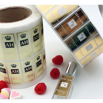 Gold Foil Finishing 4x6cm PVC Vinyl Sticker Untuk Botol Parfum