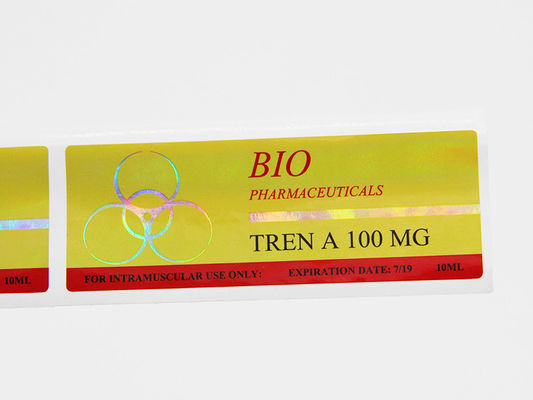 Pencetakan Foil Emas ISO 10ml Label Botol Perekat Kuat Lengket Untuk Trenbolone Acetate