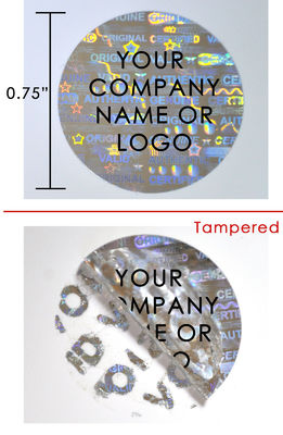 ISO9001 25mm Lebar Stiker Hologram Aman Asli Untuk Botol Kaca