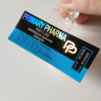 Label Botol Steroid Kelas Farmasi Perak Emas Foil
