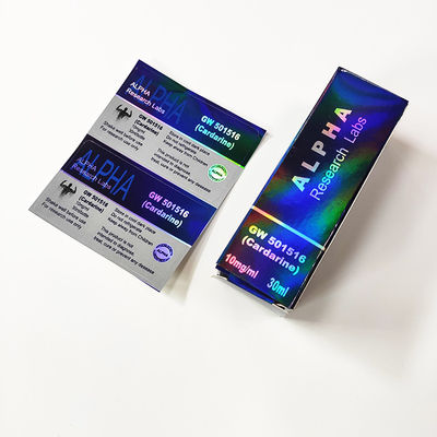 Kustom Pencetakan Warna-warni Hologram Steriod 3x6 Cm Laser Paper Vial Labels By Roll Untuk Penggunaan Botol Injeksi 10ml